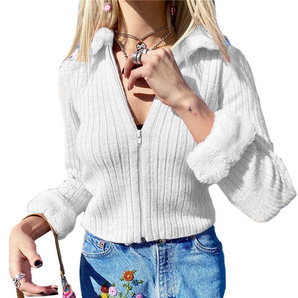 

women's new arrival lapel collar solid color short zipper knit jacket for female clothes ladies jackets womens clothing, Black;brown