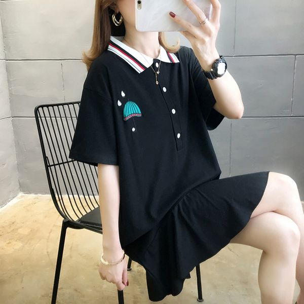 

середина длинный короткий рукав для женщин лето свободно корейских студентов ins моды чистый красный футболка футболка поло ov6pn, White