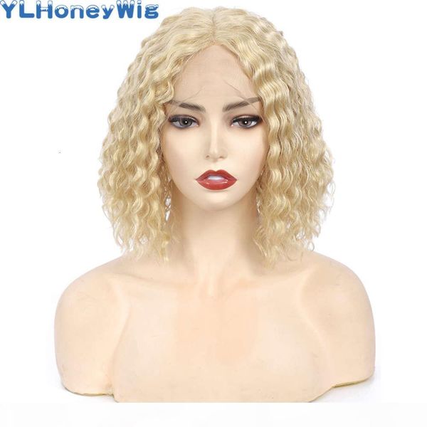 

613 blonde short bob 13*4*1lace front human 8-16inch natural hairline brazilian water wave hair lace frontal wigs, Black;brown