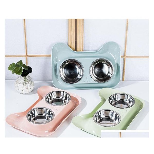 

double dog cat bowls stainless steel pet bowls food water feeder no spill f qylmkc yh_pack