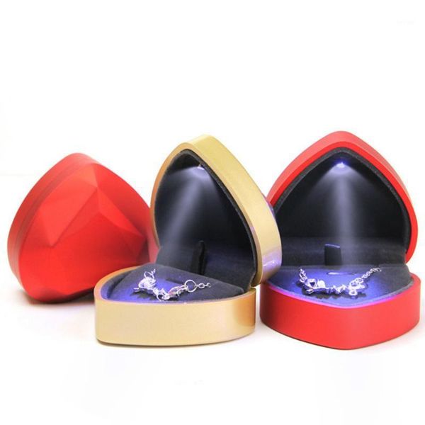 

gift wrap heart-shaped led lamp jewelry box pendeloque cut ring jewellery valentine's day case wedding party boxs1