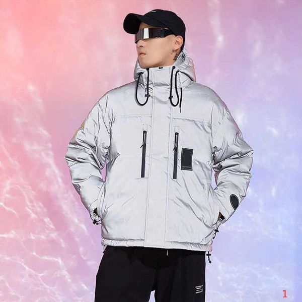 

2020 мужская куртка вниз hoodie antumn зимние пальто отражающие мужчин и женщин толстые теплые куртки мода стиль ветровка пальто размер s-2x, Black;brown