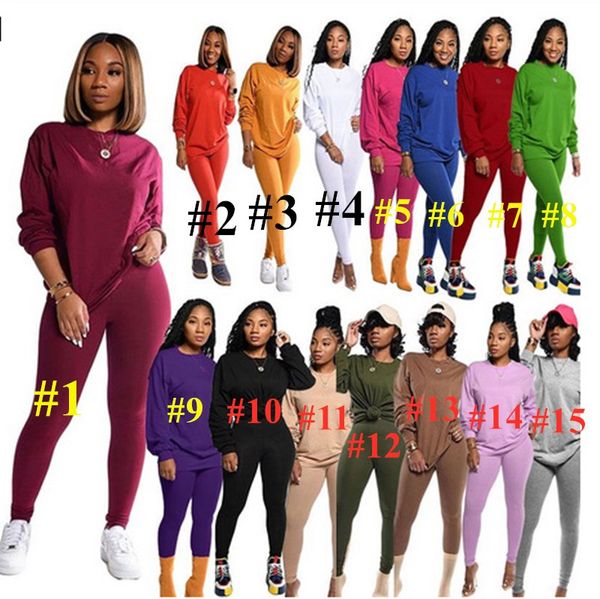 

женщины tracksuit осень зима с длинным рукавом свитера свитера брюки леггинсы двухкусочный set эпикировка сплошной цвет спортивной костюм e1, White