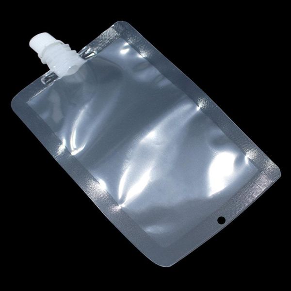 

300pcs wholesale clear plastic liquid packaging spout pouch beverage juice drink pack transparent bag 6 size 200ml 300ml 380ml h sqcjrs