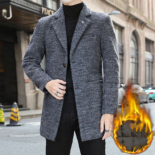 

2021 winter mixed men's quality coat fashion business section male wool 9fsi, Black