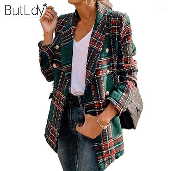 

plaid multicolor patchwork blazer women tweed vintage classic suits blazer autumn winter 2020 button double breasted jacket coat1, White;black