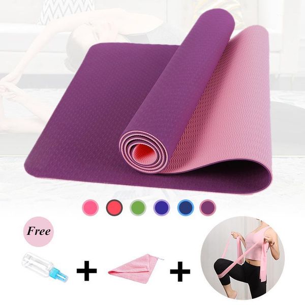

6mm yoga mats for fitness non-slip double colors safe to use for beginner eco-friendly body building exercise mat pilate1