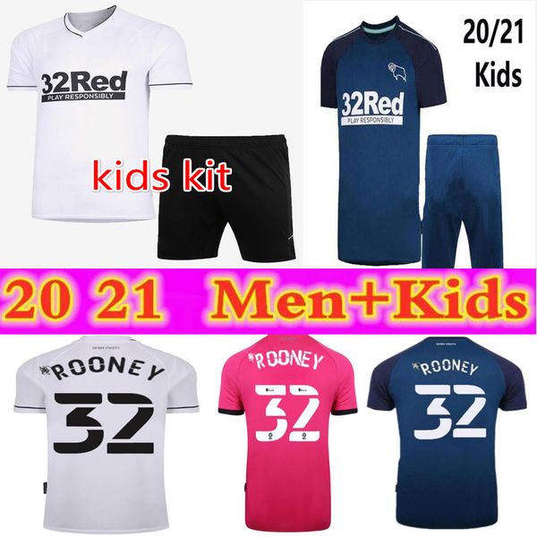 

2020 2021derby county rooney soccer jersey home away men +children's suitmartin lawrence football shirts 20/21 derby county, Black;yellow