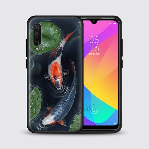 

43fgcarp fish silicone koi case for xiaomi mi note 10 youth 9 se 9t a3 a2 8 lite poco f2 pro tpu black soft mobile phone cover coque