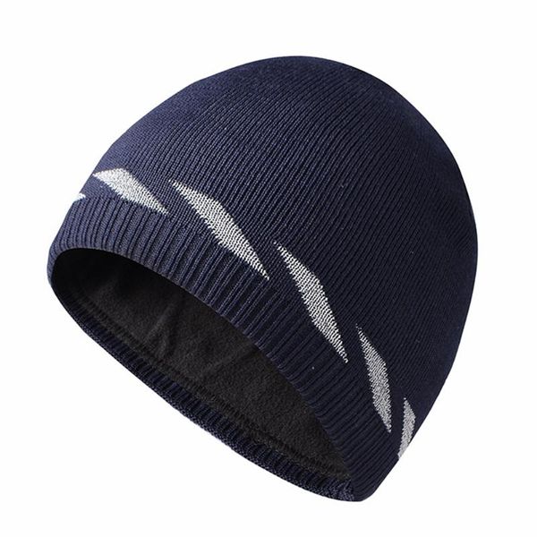 

beanies women men warm knitted hat reflective thread elastic geometric outdoor sport night beanie casual stretch autumn winter soft