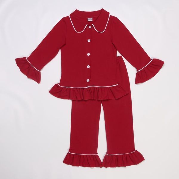 

clothing sets fall winter baby boutique outfits cotton cardigan button red pajamas children girls sets1, White