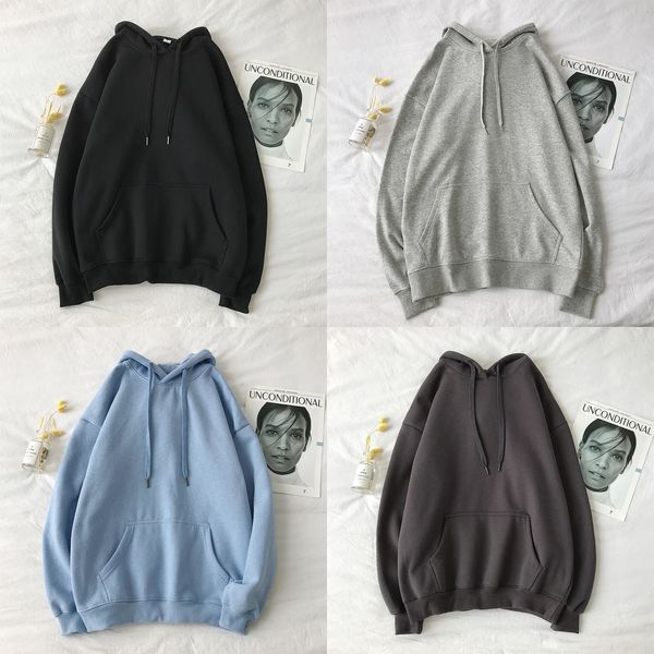 

legible 2020 autumn women's hoodies oversize hooded female cotton thicken warm loose hoodie women sweatshirts lady plus size q0105, Black