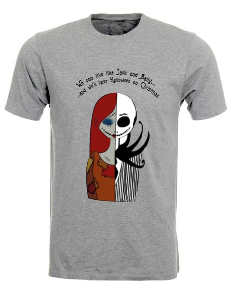

jack and sally nightmare before christmas lovers illustration short sleeve round neck promotion sport hooded sweatshirt hoodie t shirt