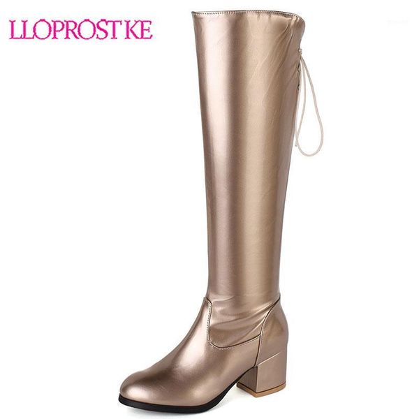 

boots lloprost ke 2021 plus size 45 women knee high solid colors zip round toe heel fashion autumn winter long female1, Black