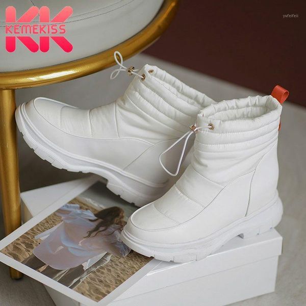 

kemekiss 2021 new women snow boots women half short boots flat winter warm shoes fashion plush fur footwear size 32-431, Black