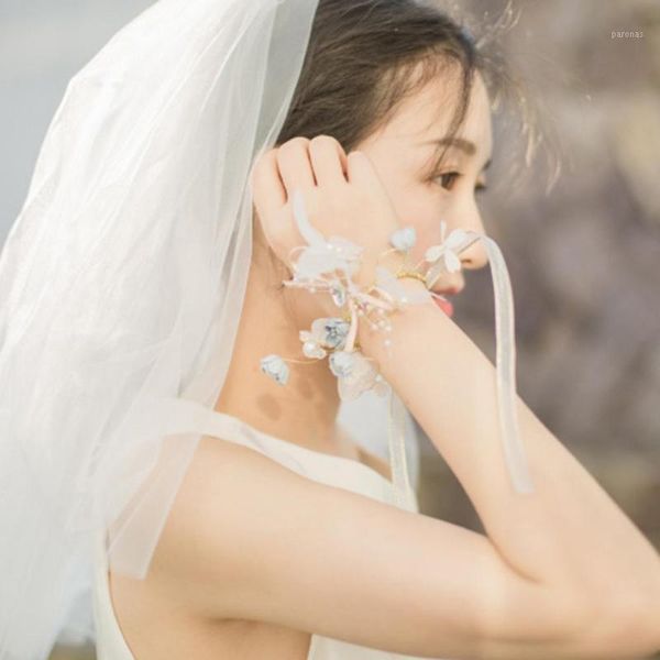 

decorative flowers & wreaths artificial bridal bridesmaid butterfly wrist flower stretch bracelet corsage1