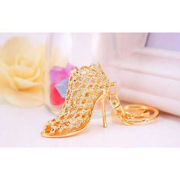 

gold key rings promotion wedding gift crystal bright high heel shoes car key holder lady creative bag ornaments jllrju home003, Silver