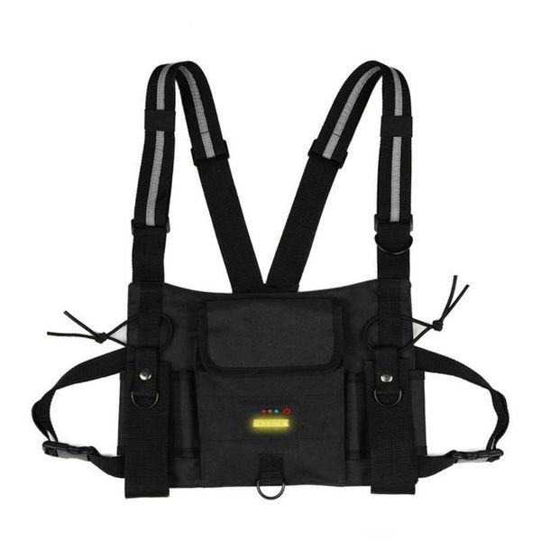 

outdoor night flashing warning vest interphone vest chest bag securitys jacket multifunctional storage waistcoat new, Gray;blue