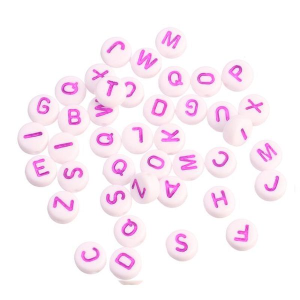 

50pcs 4x7mm colors acrylic beads mixed alphabet letter coin round flat spacer beads diy for bracelet necklace jewelr jlljoc, Black