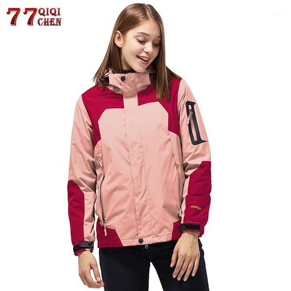 

winter jacket and coats women 2 in 1 thick velvet warm down parka hooded fleece coat waterproof windbreaker jackets female parka1, Black;brown