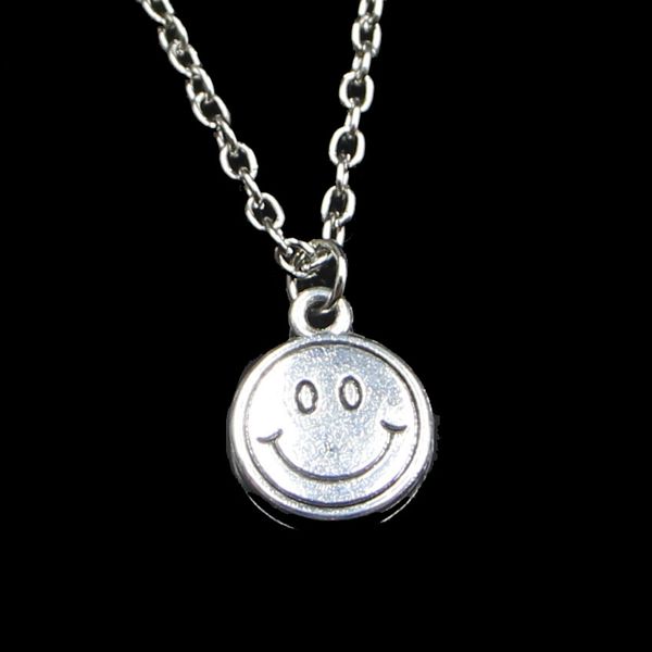 Moda 12mm sorrindo Smiley Smiley Pingente Colar de link Corrente para Colar Feminino Colar Criativo Jóias Festa Presente