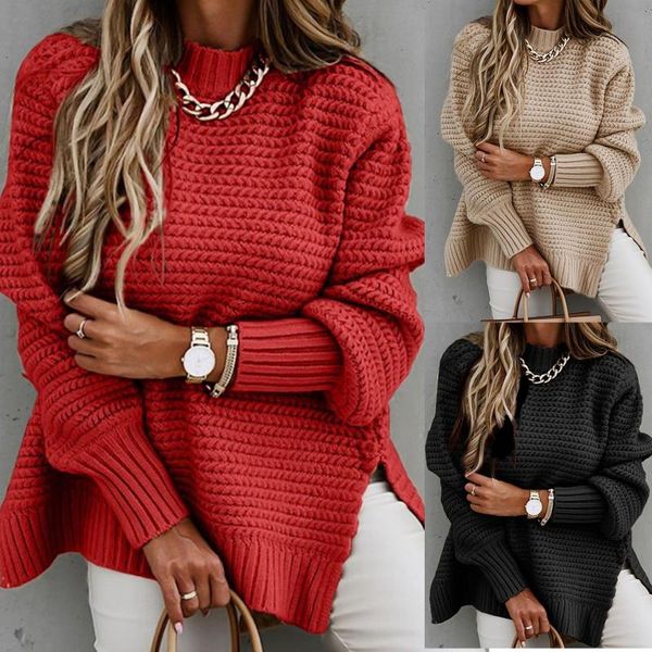 

women's vests 2021 women sweaters o-neck loose casual solid stitching long-sleeved knitted sweater maglione ragazza, Black;white