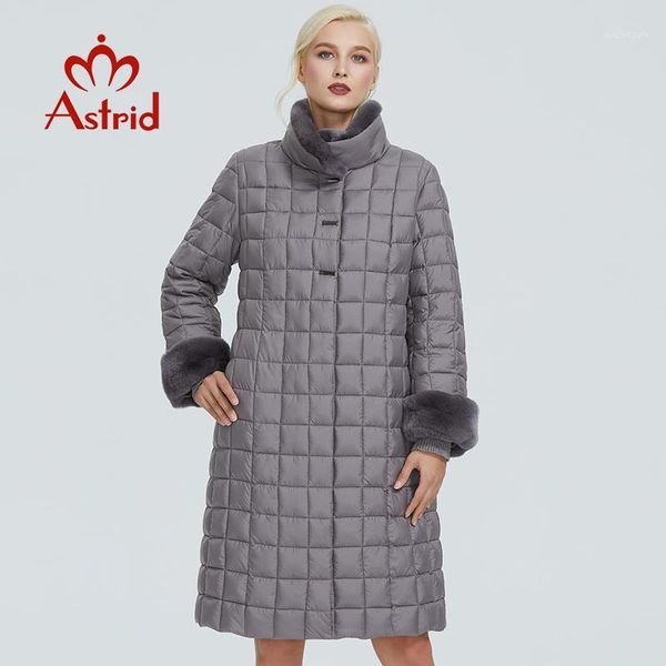 

2020 astrid winter jacket women with fur collar design long thick cotton clothing fashion grid pattern warm women parka fr-20401, Black