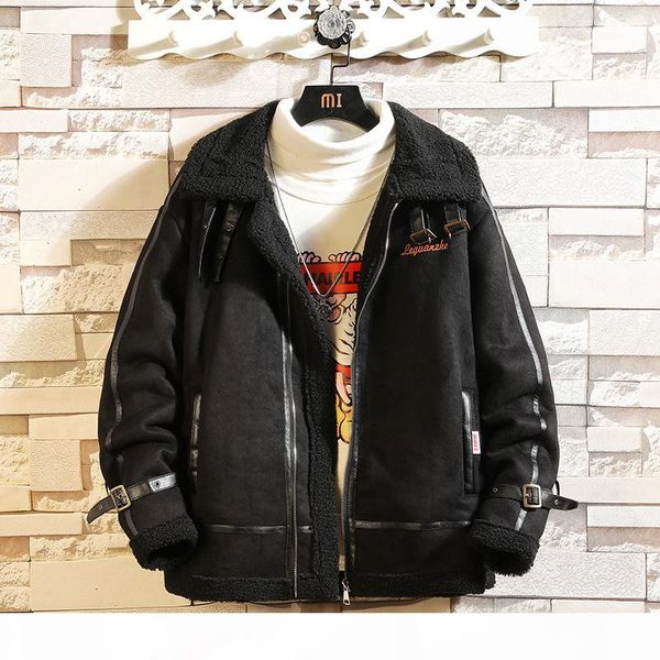 

januarysnow plus size 5xl fur coats men european style winter faux fur lined suede leather jacket overcoats vintage man faux fur thick coat, Black;brown