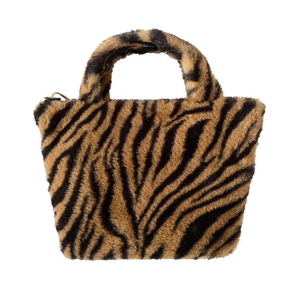 

cross body 2021 autumn winter plush leopard print striped handbag premium shoulder messenger crossbody bag chain mobile phone satchels