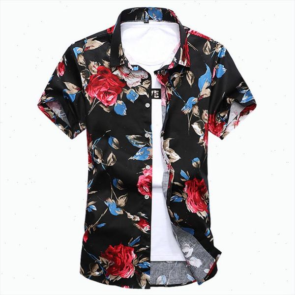 

2021 summer new mens fashion bank boutique cotton casual short sleeved shirts satin flower mens short sleeved male shirts, White;black