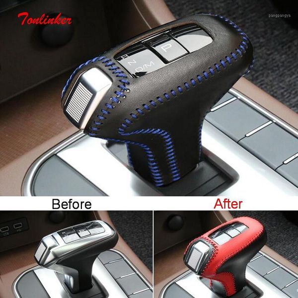 

tonlinker interior car at/mt gear head cover case sticker for gwm power 4x4 2020 car styling 1 pcs pu leather cover stickers1