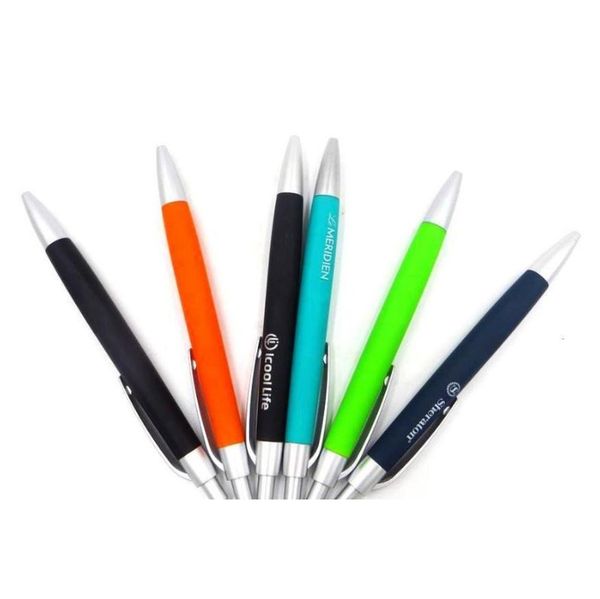 

plastic rubber with custom logo printing fast delivery black refill ballpoint pen ball pen personalized promoti sqcccp wphome, Blue;orange