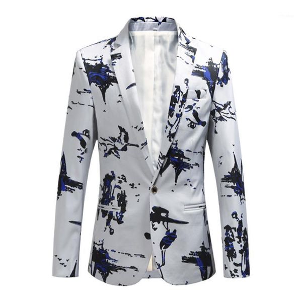 

plus size 5xl 6xl fashion men slim fit casual blazers men printing suits coat man clothes white navy new wine red 2018 spring1, White;black