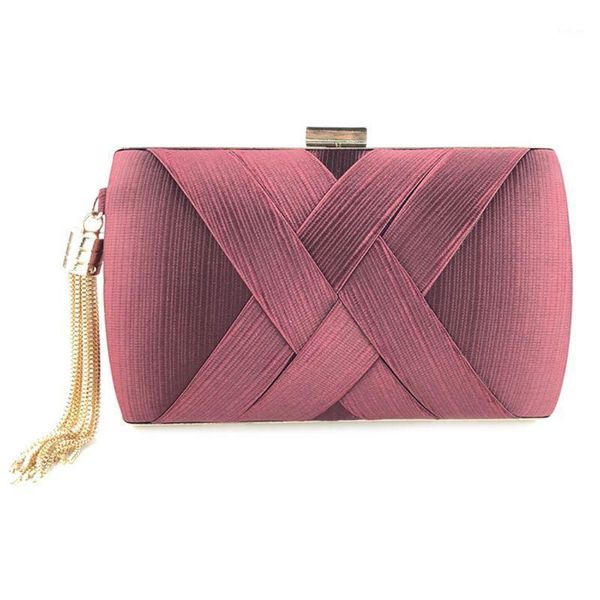 

women evening clutch handbag metal tassel interlace cross straps shoulder bag1
