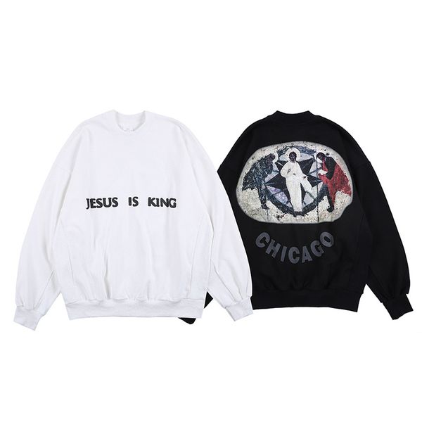 

menswear fashion brand big talker kanye same style long sleeve fog high street style autumn and winter terry couple mens sweater, Black