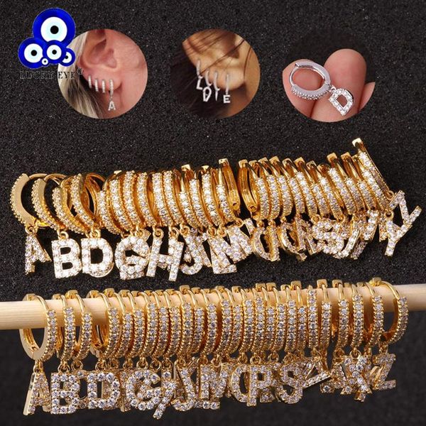 

dangle & chandelier lucky eye 26 alphabet drop earrings gold silver color micro pave letter for women girls fashion jewelry le343