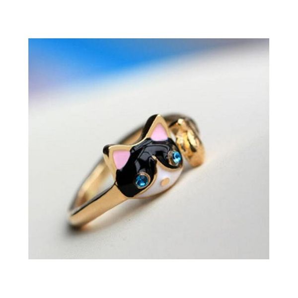 

the new drop of oil crystal diamond ring fashion bule eyes cat ring opening ring wholesale shipping 0rbgy j0lfu, Silver