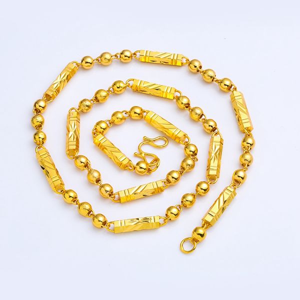 

24inches long chain necklace men jewelry 18k yellow gold filled hip hop male classic clavicle choker gift 6mm thick, Silver