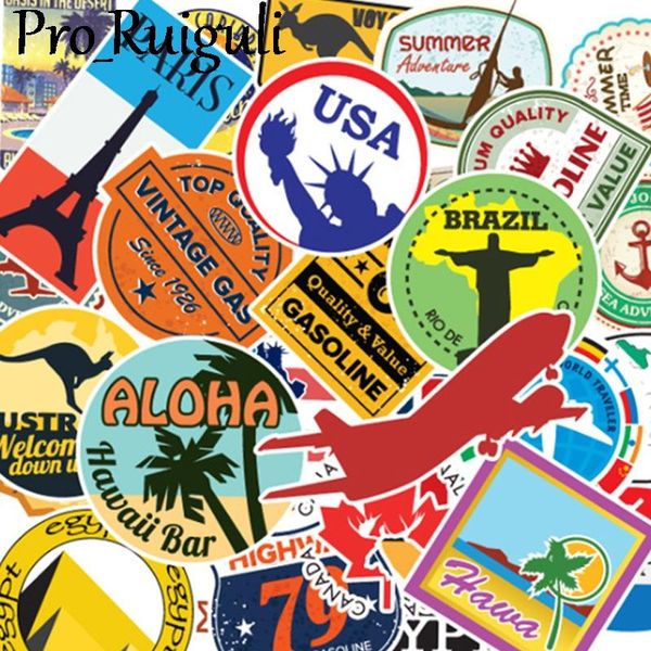 

100шт world travel карта landmark наклейки наклейка скрапбукинг diy pasters домашнее украшение телефон ноутбук водонепроницаемый аксессуары