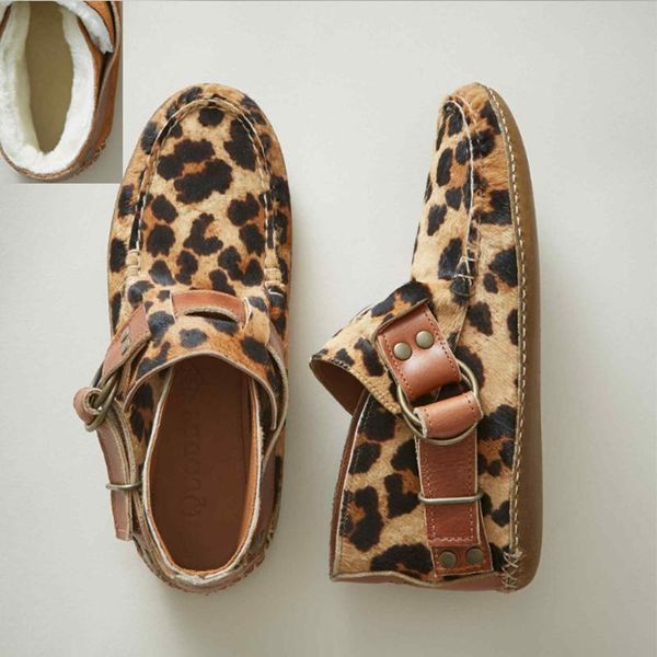 

2020 women ankle boots shoes woman leopard metal buckle warm cotton short boots female autumn winter footwear casual plus size, Black