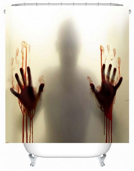 

horror shadow blood handprint zombies are taking a shower waterproof bathroom colorful shower curtain1