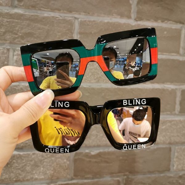 

boys and girls personality letter sunglasses square big frame korean fashion children's walking show street, White;black