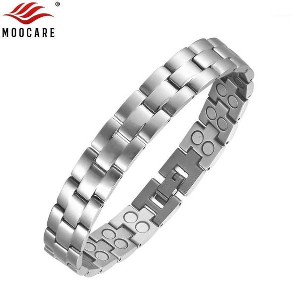 

moocare stainless steel magnetic bracelet health men women metal jewelry accessories1, Black