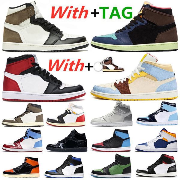 

new classic 1 1s dark mocha zoom rage green men basketball shoes tokyo bio hack metallic silver unc women mens trainers sports sneakers, White;red