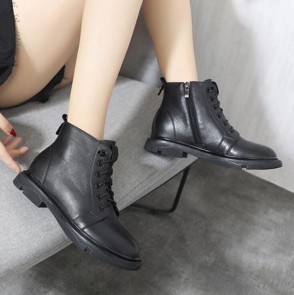 

2021 women's autumn and winter new casual low-heeled short boots fashion thick-heeled motorcycle boots, Black