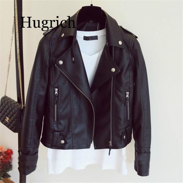 

female 2020 new design spring autumn pu leather jacket faux soft leather coat slim black rivet zipper motorcycle jacket1
