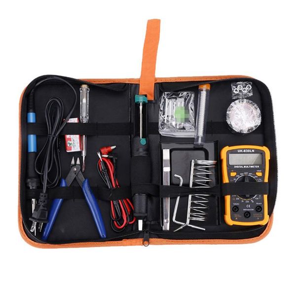 

eu plug 15pcs/set 60w adjustable temperature electric soldering iron kit welding tip solder wire portable welding repair tool