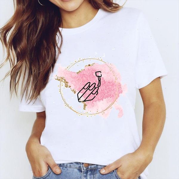 

t shirts for women watercolor mujer camisetas fingernail nail art clothing print lady graphic t shirt female tee shirt, White