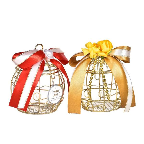 

2pcs hollow iron candy box with handheld round chocolate case holder for bridal shower buffet holiday dinner gift packing box