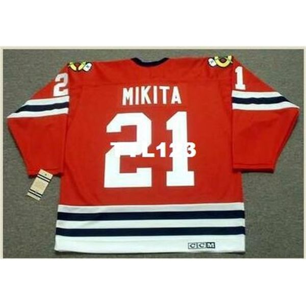 

mens #21 stan mikita chicago blackhawks 1963,1967 ccm vintage retro hockey jersey or custom any name or number retro jersey, Black